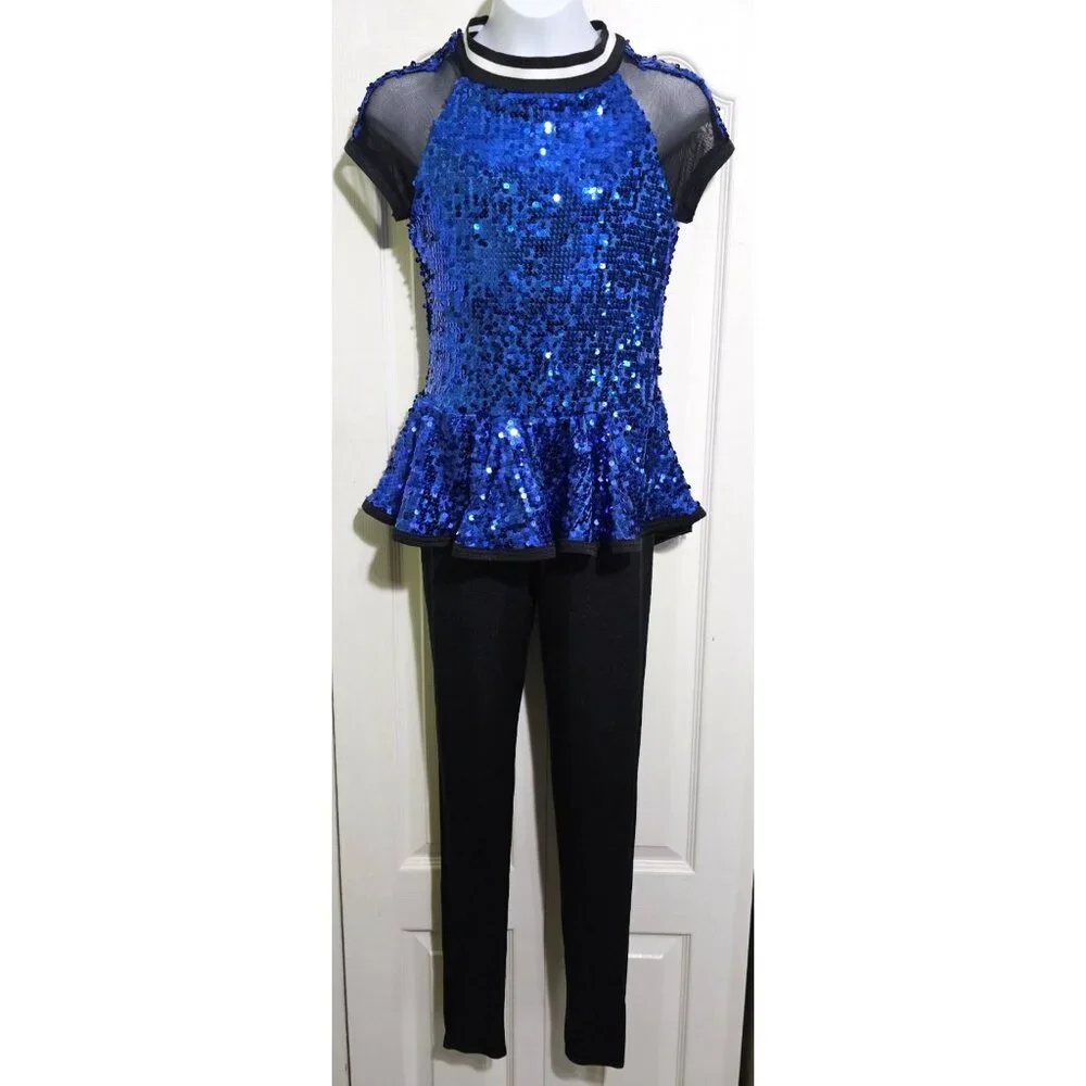 Weissman Sequin Peplum Dance Costume It's Tricky Jazz Hip Hop Recital Child XL
